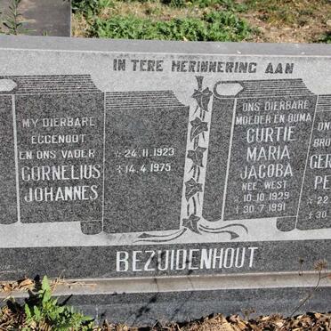 BEZUIDENHOUT Cornelius Johannes 1923-1975 &amp; Gurtie Maria Jacoba WEST 1929-1991 :: BEZUIDENHOUT Gerhardus Petrus 1954-1991