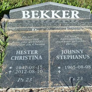 BEKKER Hester Christina 1947-2012 :: BEKKER Johnny Stephanus 1965-