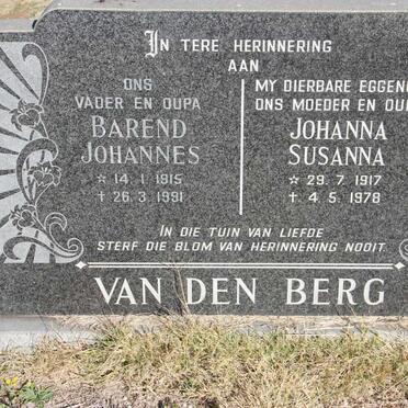 BERG Barend Johannes, van den 1915-1991 &amp; Johanna Susanna 1917-1978