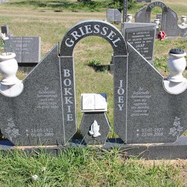 GRIESSEL Bokkie 1922-2009 &amp; Joey 1927-2008