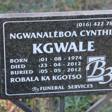 KGWALE Ngwanaleboa Cynthia 1974-2012