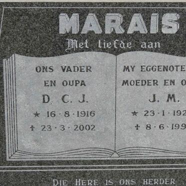 MARAIS D.C.J. 1916-2002 &amp; J.M. 1920-1992