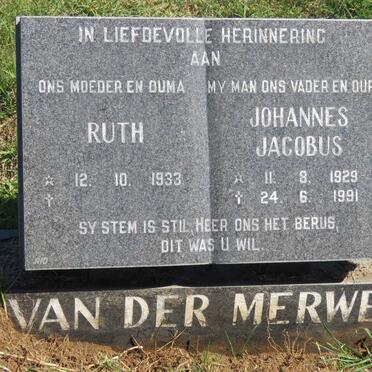 MERWE Johannes Jacobus, van der 1929-1991 &amp; Ruth 1933-