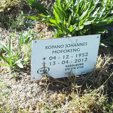 MOFOKENG Kopano Johannes 1952-2012
