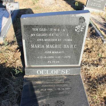 OELOFSE Johannes Hendrik 1924-1987 &amp; Maria Magrietha H.C. MARAIS 1928-1979