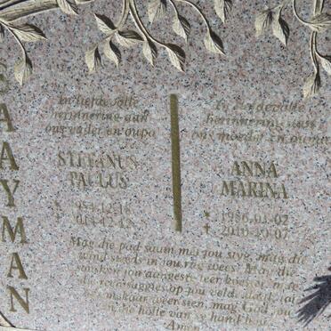 SAAYMAN Stefanus Paulus 1954-2014 &amp; Anna Marina 1956-2010