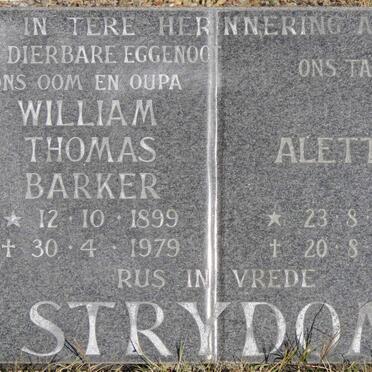 STRYDOM William Thomas Barker 1899-1979 &amp; Aletta M. 1907-1981
