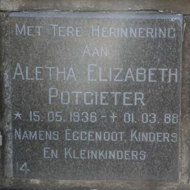 POTGIETER Aletha Elizabeth 1936-1988