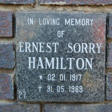 HAMILTON Ernest Sorry 1917-1989