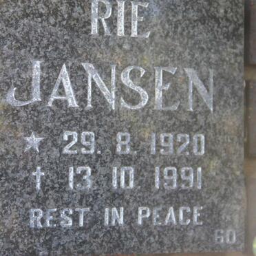 JANSEN Rie 1920-1991