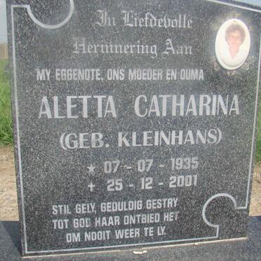 ? Aletta Catharina nee KLEINHANS 1935-2001