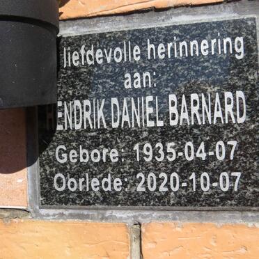 BARNARD Hendrik Daniel 1935-2020