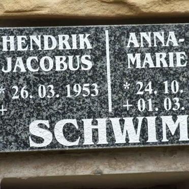 SCHWIM Hendrik Jacobus 1953- &amp; Anna-Marie 1956-2009