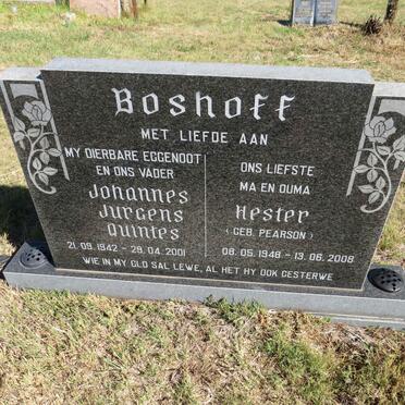 BOSHOFF Johannes Jurgens Quintes 1942-2001 &amp; Hester PEARSON 1948-2008