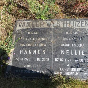 WESTHUIZEN Hannes, van der 1929-2006 &amp; Nellie 1927-2014