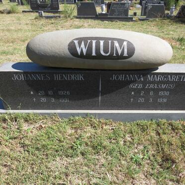 WIUM Johannes Hendrik 1926-1991 &amp; Johanna Margaretha ERASMUS 1930-1991
