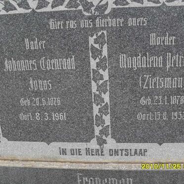 FRONEMAN Johannes Coenraad Jonas 1876-1961 &amp; Magdalena Petronella ZIETSMAN 1878-1952