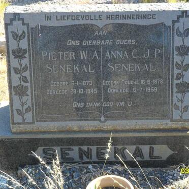 SENEKAL Pieter W. A. 1873-1945&amp; Anna C.J.P. FOUCHE 1878-1959
