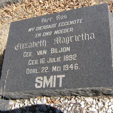 SMIT Elizabeth Magrietha nee VAN BILJON 1892-1946