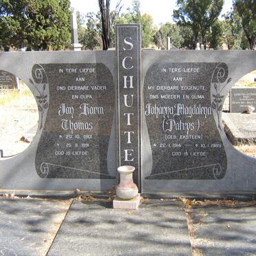 SCHUTTE Jan Harm Thomas 1913-1991 &amp; Johanna Magdalena EKSTEEN 1914-1989