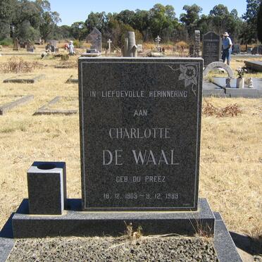 WAAL Charlotte, de nee DU PREEZ 1903-1989
