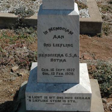 BOTHA Hendriena C.S.A. 1922-1928
