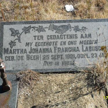 LABUSCHAGNE Martha Johanna Francina nee DE BEER 1881-1941