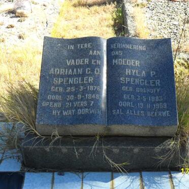 SPENGLER Adriaan C.D. 1876-1948 &amp; Hyla P. BOSHOFF 1883-1969