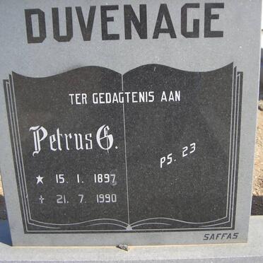 DUVENAGE Petrus G. 1897-1990