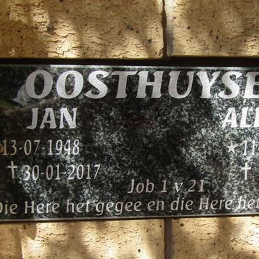OOSTHUYSEN Jan 1948-2017 &amp; Alida 1955-2017