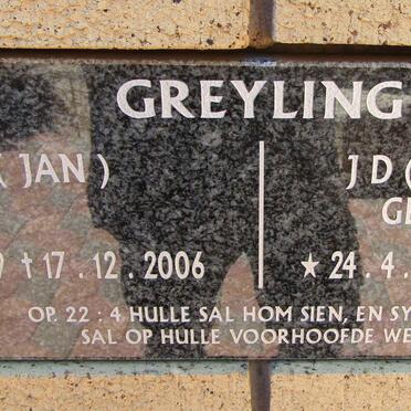 GREYLING J.P. 1939-2006 &amp; J.D. BREEDT 1943-2006