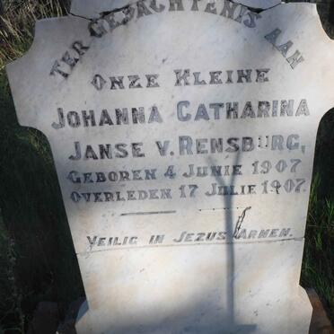 RENSBURG Johanna Catharina, Janse van 1907-1907