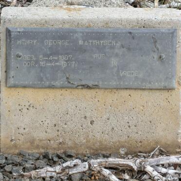 MATTHYSEN Henry George 1897-1977