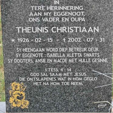 SWARTS Theunis Christiaan 1926-2002