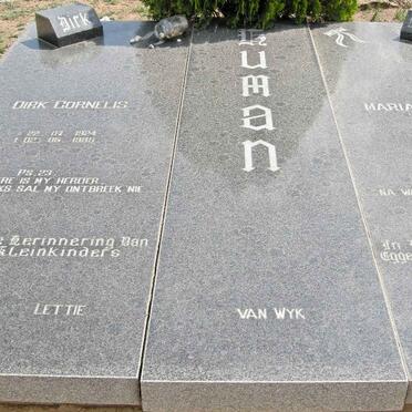 HUMAN Dirk Cornelius 1924-1995 &amp; Maria Magdalena VAN WYK 1934-1994