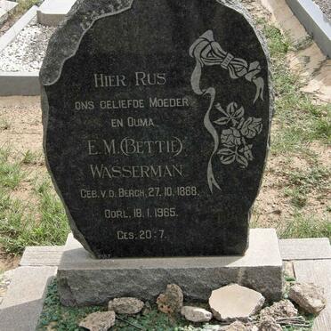 WASSERMAN E.M. nee V.D. BERGH 1868-1965 :: ELS Erns 1930-2003
