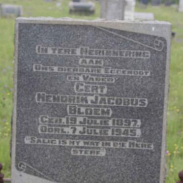 BLOEM Gert Hendrik Jacobus 1897-1945