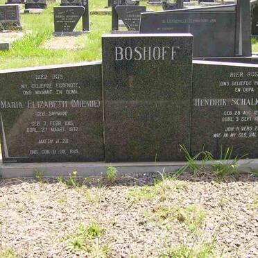 BOSHOFF Hendrik Schalk 1913-1977 &amp; Maria Elizabeth SNYMAN 1915-1972