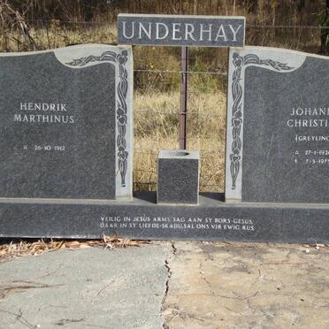 UNDERHAY Hendrik Marthinus 1912- &amp; Johanna Christina GREYLING 1920-1975