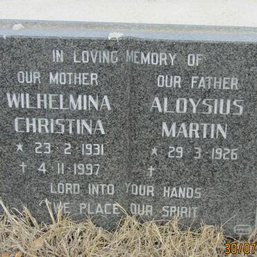? Aloysius Martin 1926- & Wilhelmina Christina 1931-1997
