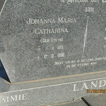 LANDMAN Jacobus Johannes 1913-1971 &amp; Johanna Maria Catharina STEYN 1915-1996