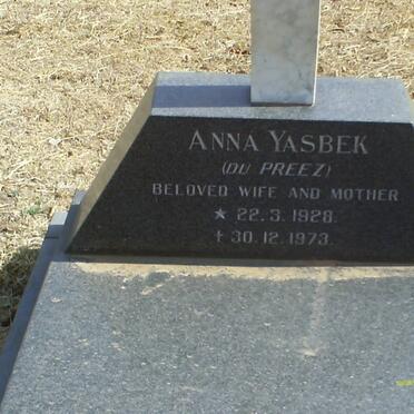 YASBEK Anna nee DU PREEZ 1928-1973