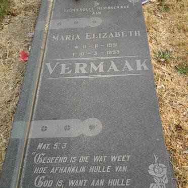 VERMAAK Maria Elizabeth 1951-1993