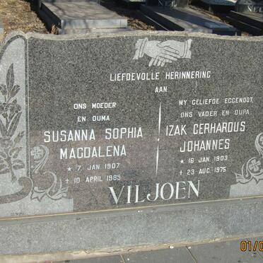 VILJOEN Izak Gerhardus Johannes 1903-1975 &amp; Susanna Sophia Magdalena 1907-1985