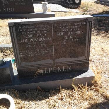 WEPENER Gert Jacobus Petrus 1915- &amp; Elsie Maria POSTHUMUS 1923-1992