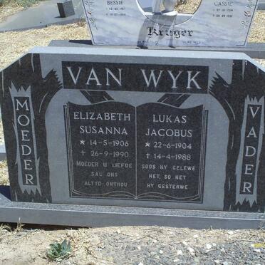 WYK Lukas Jacobus, van 1904-1988 &amp; Elizabeth Susanna 1904-1990
