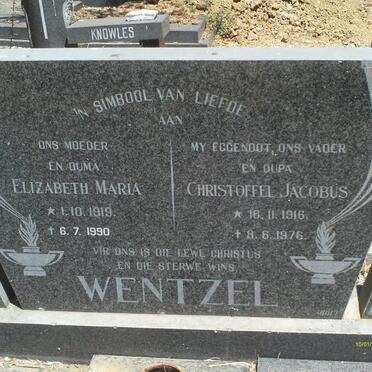 WENTZEL Christoffel Jacobus 1916-1976 &amp; Elizabeth Maria 1919-1990