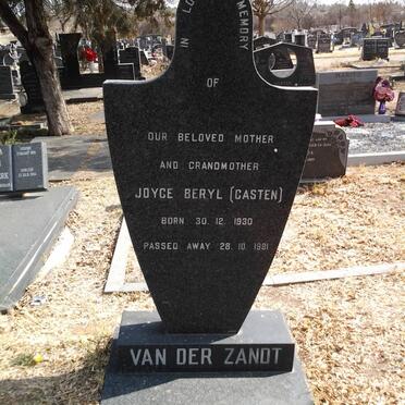 ZANDT Joyce Beryl, van der nee CASTEN 1930-1981 