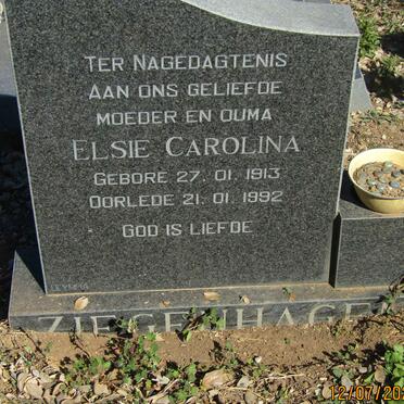 ZIEGENHAGEN Elsie Carolina 1913-1992