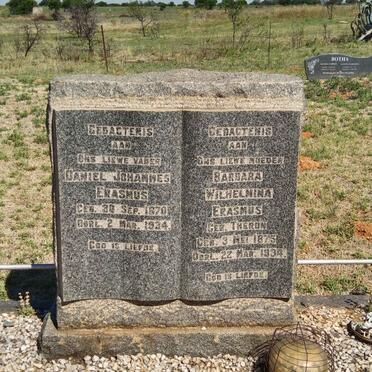 ERASMUS Daniel Johannes 1870-1934 & Barbara Wilhelmina THERON 1875-1934